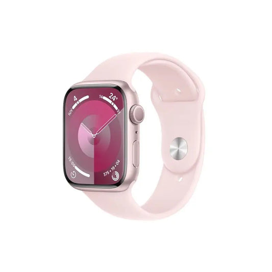 Apple watch series 9 gps cassa 45mm in alluminio rosa con cinturino sport rosa confetto - m/l ds-market apple watch